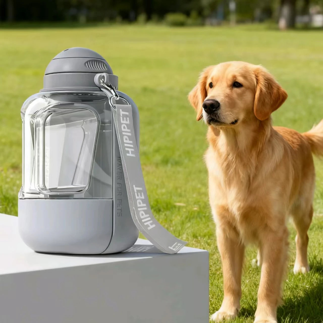 HIPIPET Portable Dog Water Bottle with Food Container 34oz Water & 10oz Food Leakproof BPA-Free Pet Water Dispenser for Outdoor