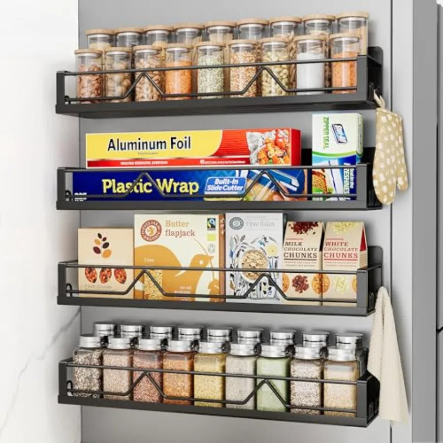 1.9 Inch Wide Large Capacity Magnetic Spice Rack for Refrigerator Metal Fridge Shelf Apartment Essentials Fridge Organizer Magn