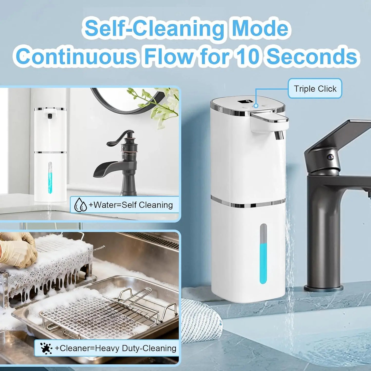 Automatic Soap Dispenser Touchless, USB Rechargeable with 9-Level Adjustable, 13.5oz Wall Mount for Kitchen Bathroom