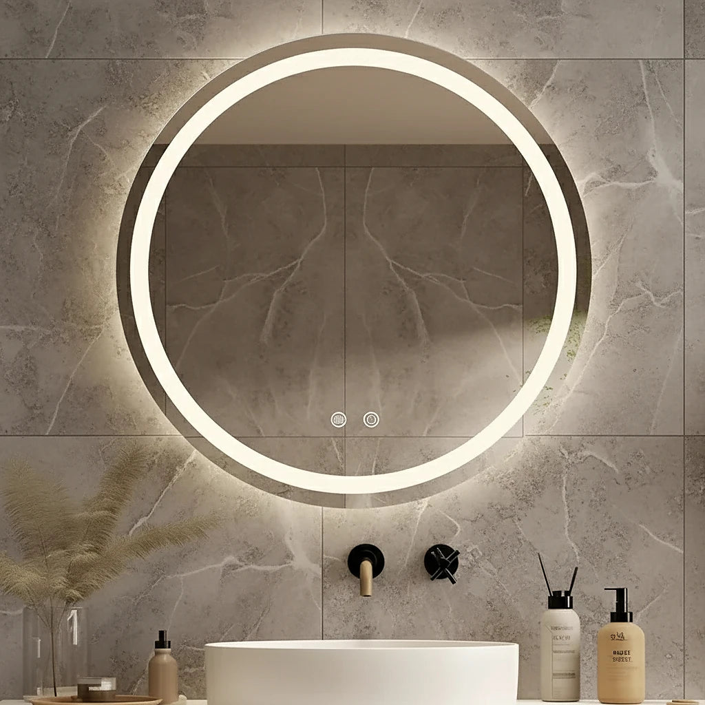 24 in. White LED Bathroom Mirror with Lights, Anti-Fog, Dimmable, Backlit + Front Lit, Lighted Bathroom Vanity Mirror for Wall