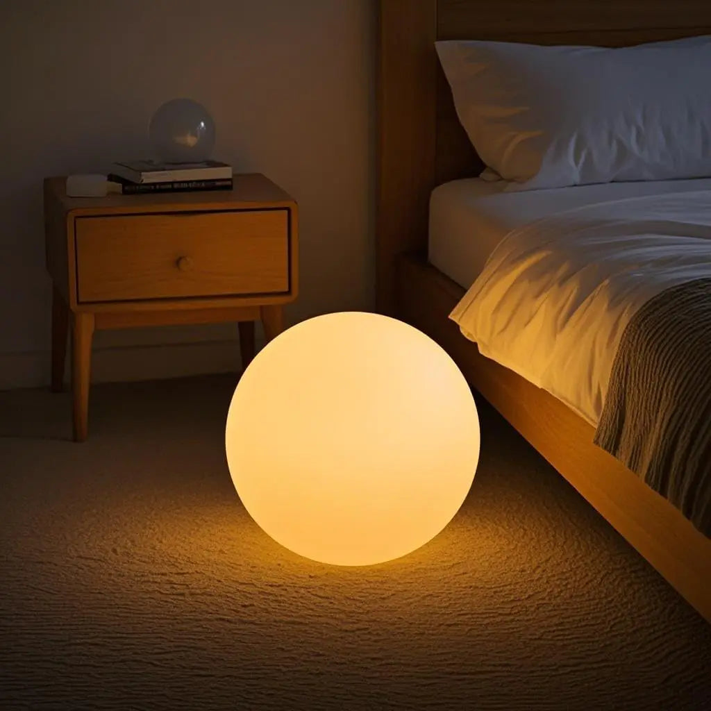 12-Inch LED Glowing Orb Light with Remote, Dimmable Rechargeable Floor Lamp, Waterproof Cordless Night Light for Home, Bedroom,