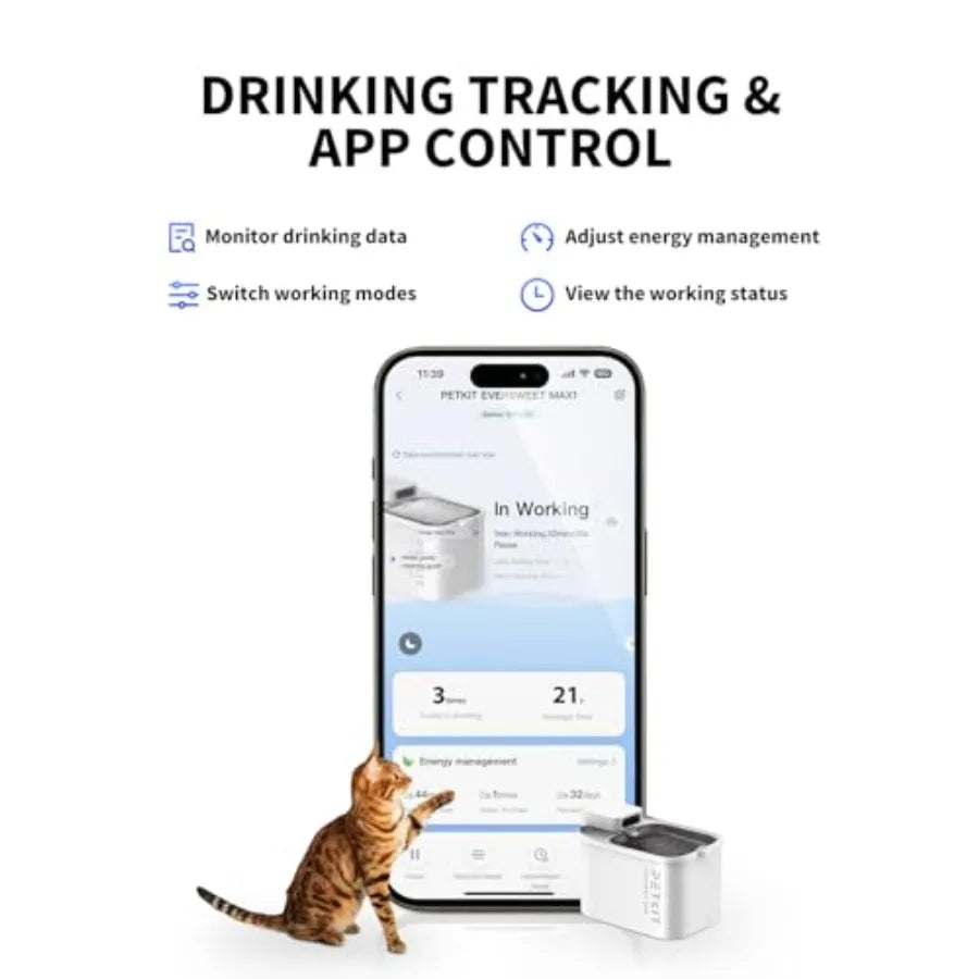 EVERSWEET MAX Cordless Cat Water Fountain with Motion Sensor, 101 oz/3L Pet Fountain for Cats Dogs Inside, Automatic Cat Water