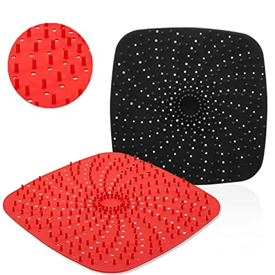 Upgrade Reusable Air Fryer Liners with Raised Silicone Patented Product BPA Free Non-Stick Silicone Air Fryer Mats Air Fryer Si