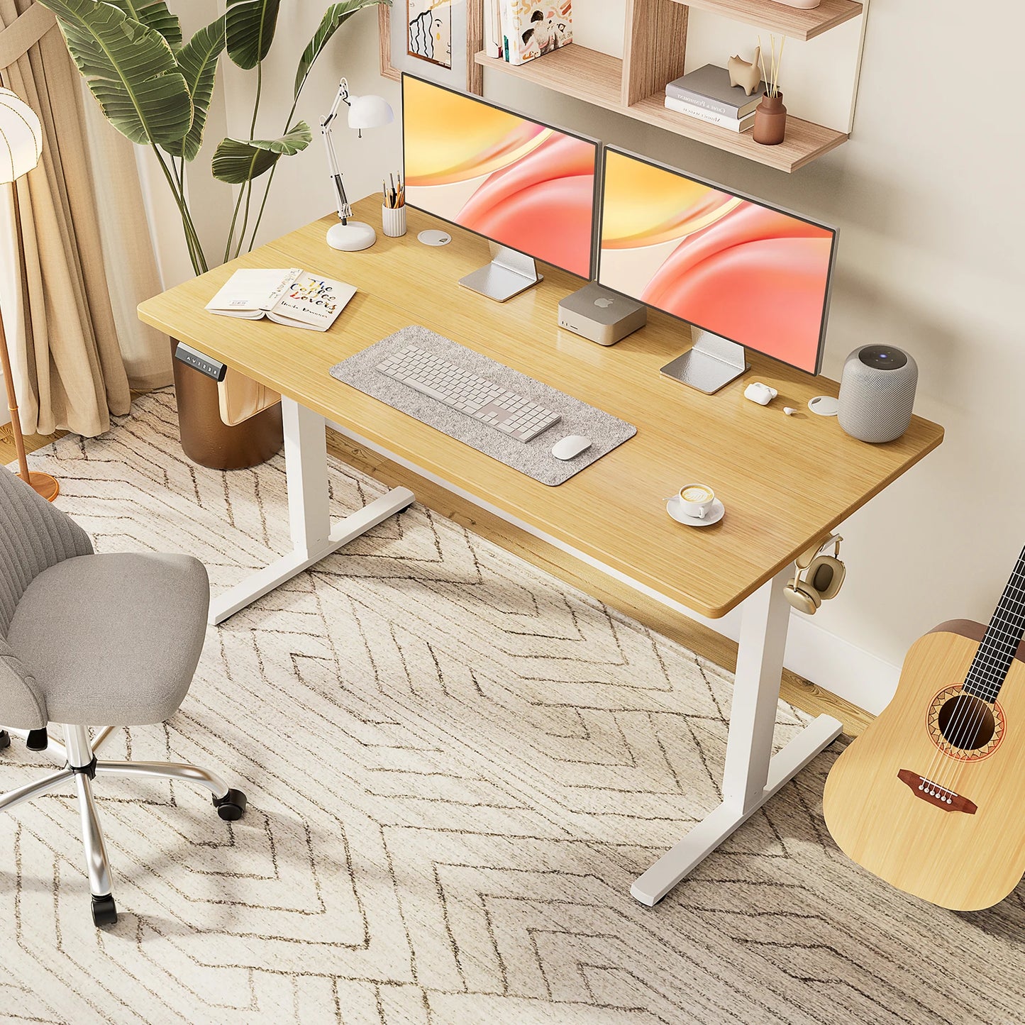 JHK Electric Standing Computer Desk Height Adjustable Workstation Ergonomic Work Table with Metal Frame For Home Office