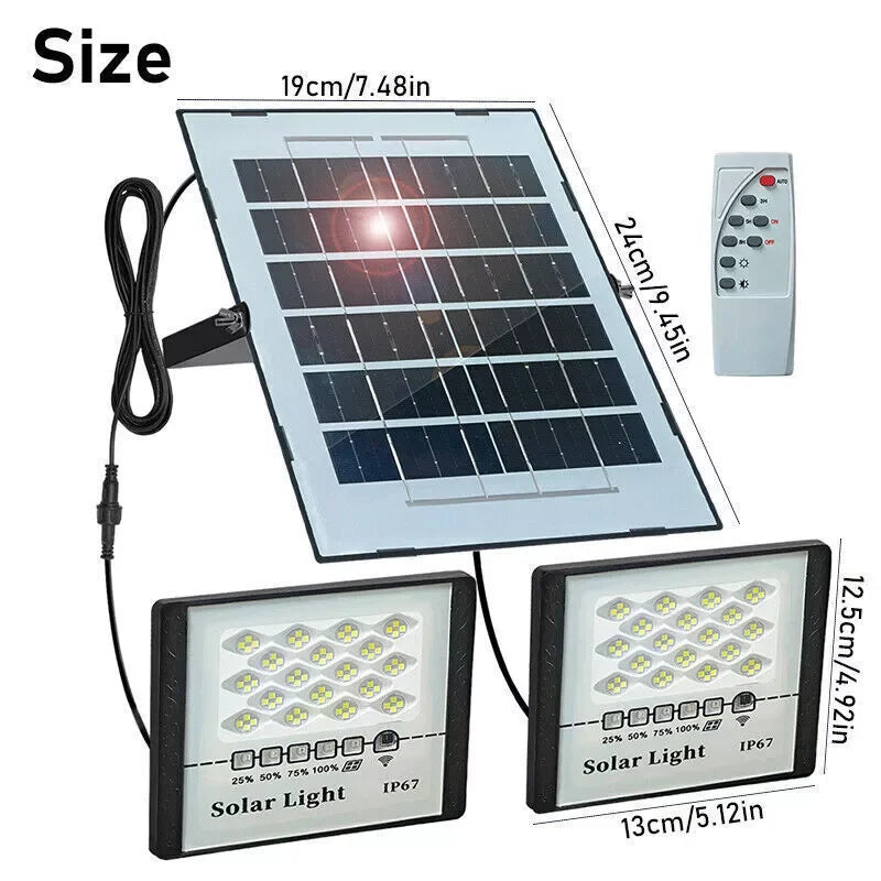 300W LED Solar Street Lights Outdoor Flood Lamps Waterproof Spotlight Emergency Lighting Dusk To Dawn Wall Light For Yard Garden
