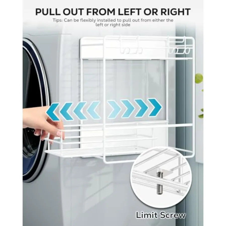 2 Tier Magnetic Shelves for Washing Machine Magnetic Spice Rack for Refrigerator Laundry Room and Kitchen Organizer Storage Bas