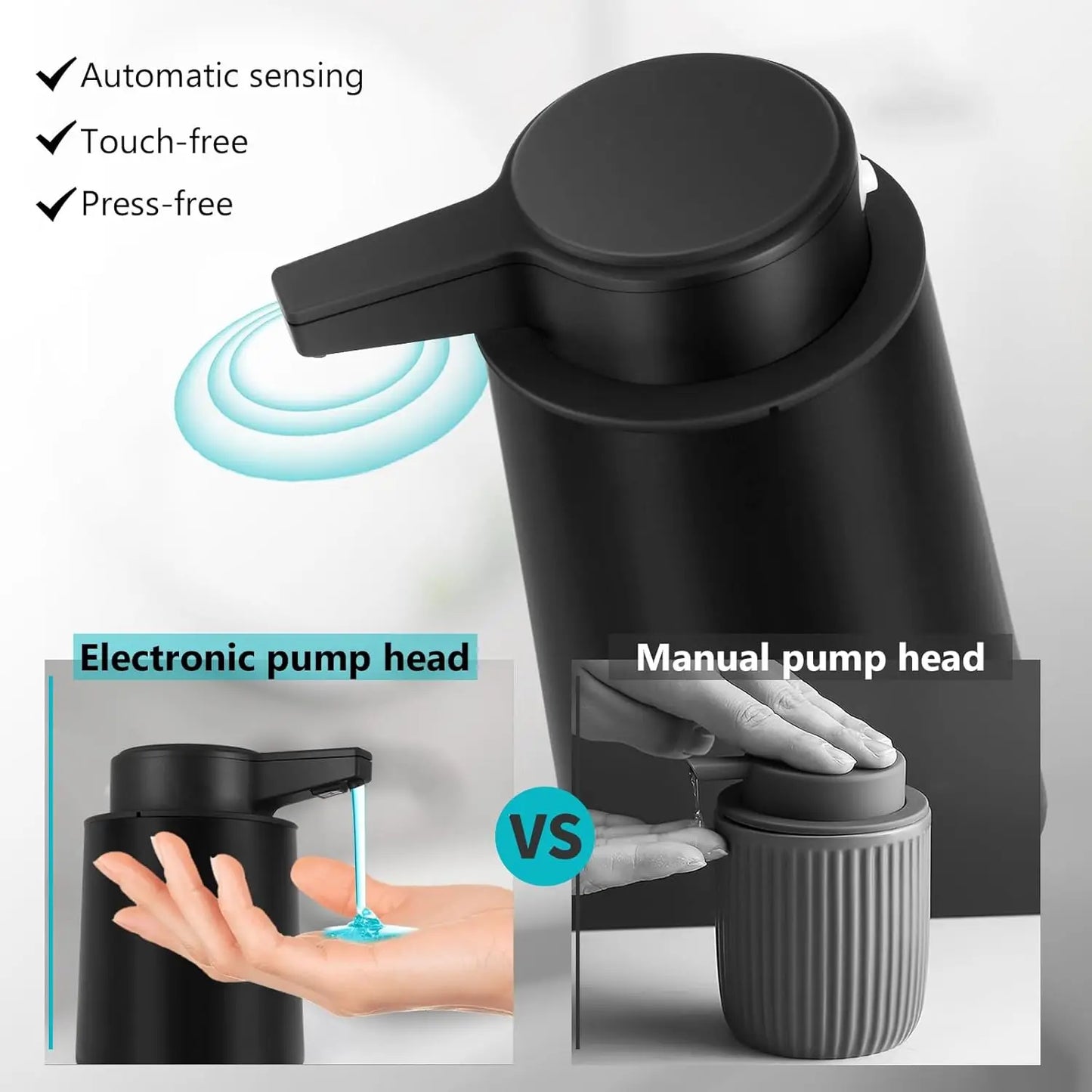 Automatic Soap Dispenser Touchless with 3-Level Adjustable Setting, 9oz Rechargeable Electric Soap Dispenser for Bathroom