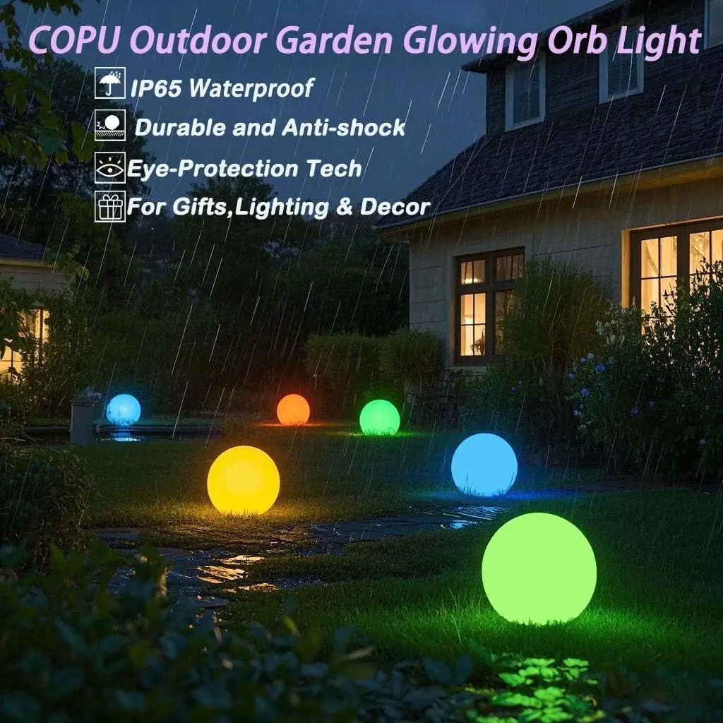 12-Inch LED Glowing Orb Light with Remote, Dimmable Rechargeable Floor Lamp, Waterproof Cordless Night Light for Home, Bedroom,