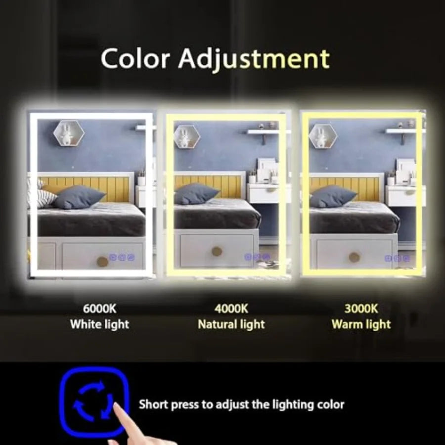 32x24 LED Bathroom Mirror with Lights LED Mirror for Bathroom Makeup Vanity Smart Mirror Lighted Front and BacklitStepless Dimm