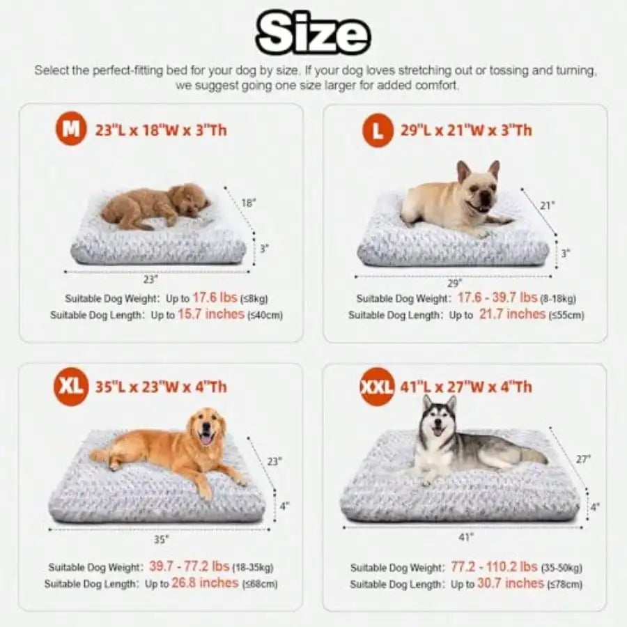 Dog Beds For Small Dogs Deluxe Plush, Washable Small Dog Cat Bed, Indestructible Dog Crate Pad, Anti-Slip Soft Pet Bed, Comfy Kennel Pad For Large, Jumbo, Small, Medium Dogs, 23"X 18"-M, Light Gray