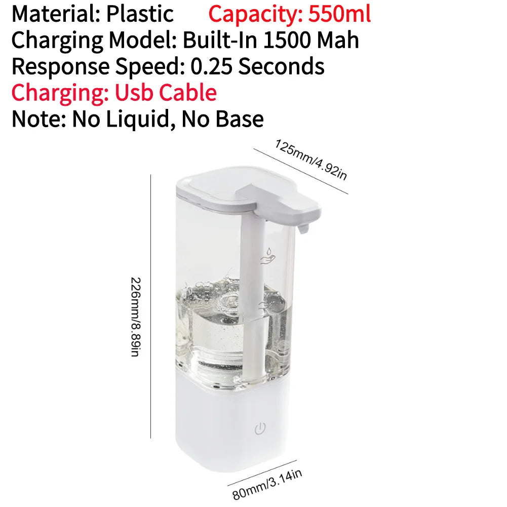 Automatic Liquid Soap Dispenser Smart Infrared Induction Liquid Dispenser Machine Battery/USB Charging 500/550ML Soap Dispenser