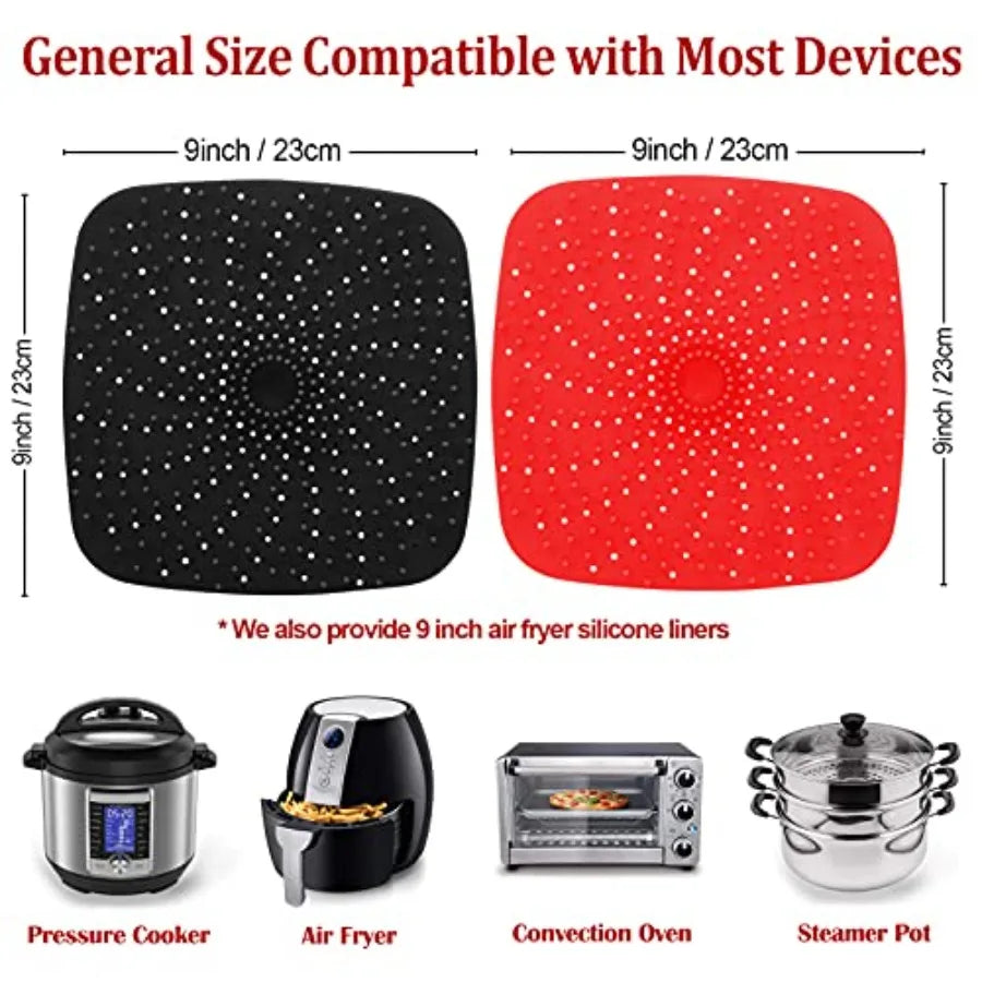 Upgrade Reusable Air Fryer Liners with Raised Silicone Patented Product BPA Free Non-Stick Silicone Air Fryer Mats Air Fryer Si