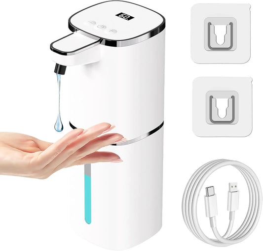 Automatic Soap Dispenser Touchless, USB Rechargeable with 9-Level Adjustable, 13.5oz Wall Mount for Kitchen Bathroom