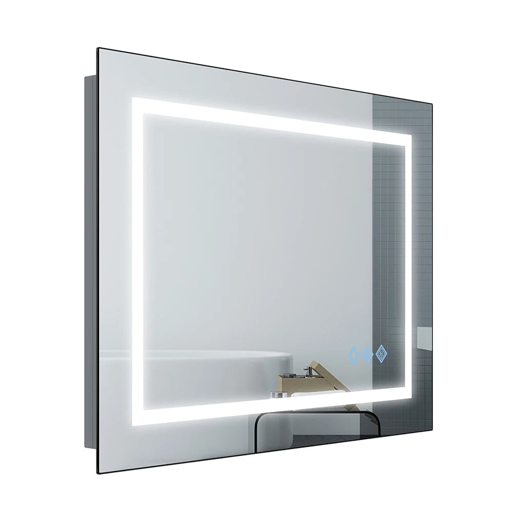 Modern LED Bathroom Vanity Mirror with 3 Colors Lighting, Dimmable, Anti-Fog, Smart Touch Button - 48 x 36inch Wall Mirrors