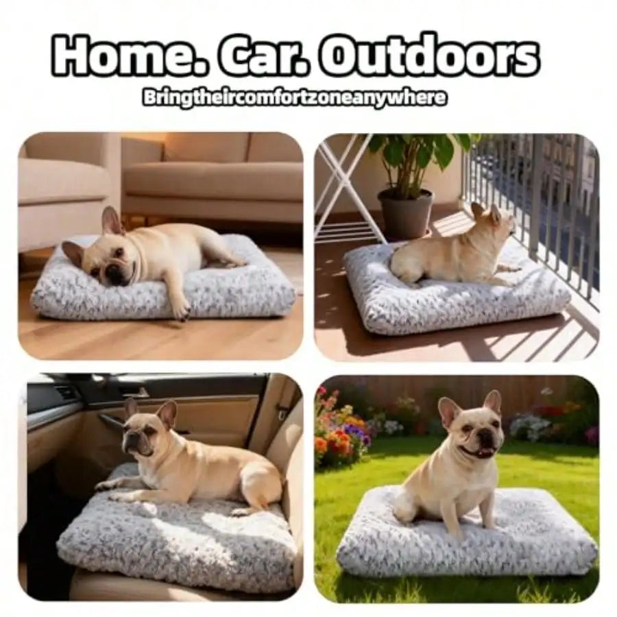 Dog Beds For Small Dogs Deluxe Plush, Washable Small Dog Cat Bed, Indestructible Dog Crate Pad, Anti-Slip Soft Pet Bed, Comfy Kennel Pad For Large, Jumbo, Small, Medium Dogs, 23"X 18"-M, Light Gray