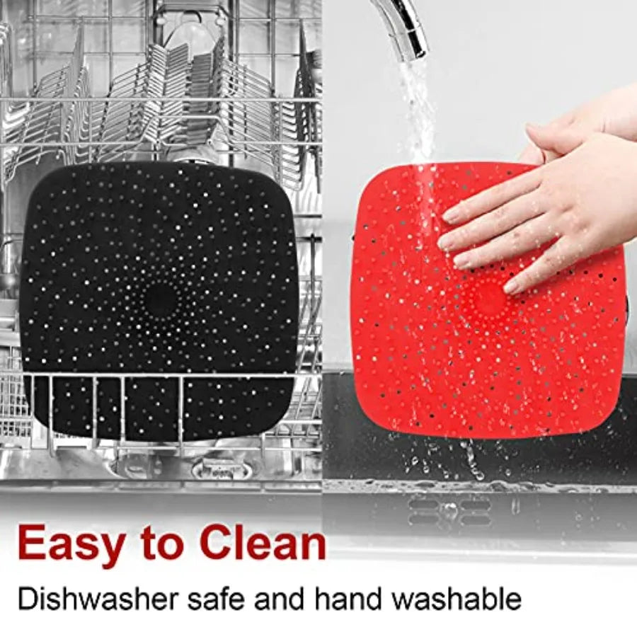 Upgrade Reusable Air Fryer Liners with Raised Silicone Patented Product BPA Free Non-Stick Silicone Air Fryer Mats Air Fryer Si