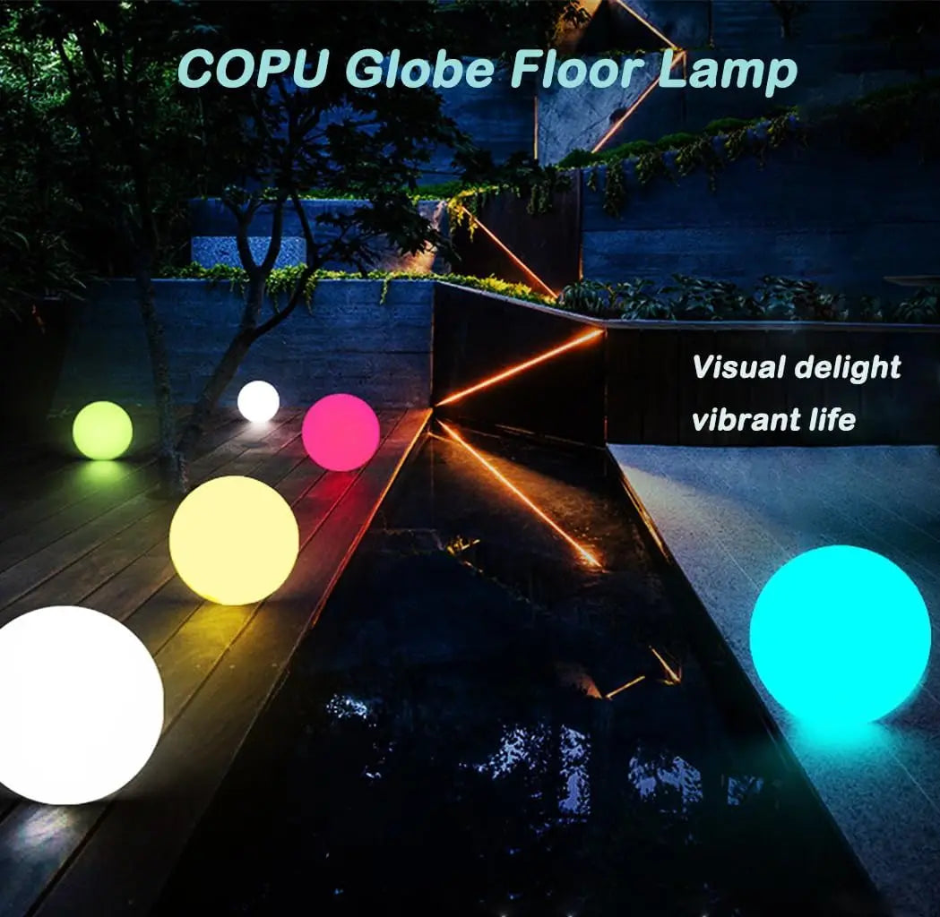 12-Inch LED Glowing Orb Light with Remote, Dimmable Rechargeable Floor Lamp, Waterproof Cordless Night Light for Home, Bedroom,
