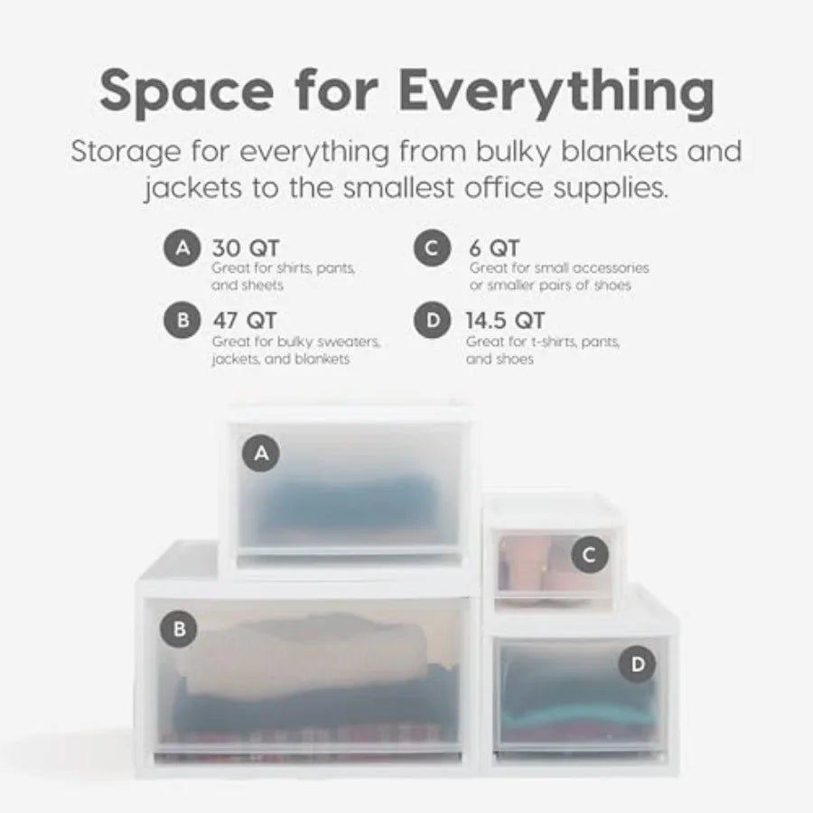 Extra-Large Stackable Storage Drawer Plastic Drawer Organizer with Clear Doors, for Pantry Bedroom Closet Kitchen Under-Sink Ho