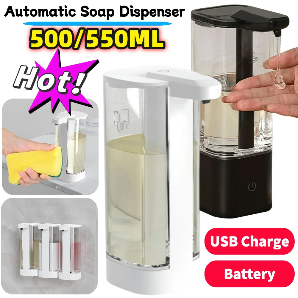 Automatic Liquid Soap Dispenser Smart Infrared Induction Liquid Dispenser Machine Battery/USB Charging 500/550ML Soap Dispenser