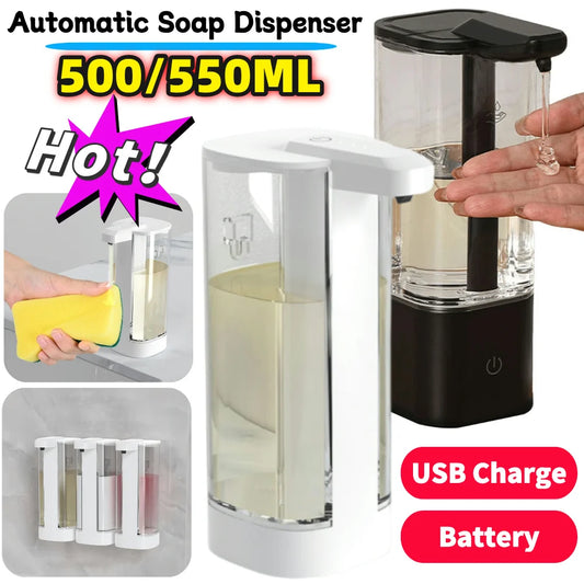 Automatic Liquid Soap Dispenser Smart Infrared Induction Liquid Dispenser Machine Battery/USB Charging 500/550ML Soap Dispenser