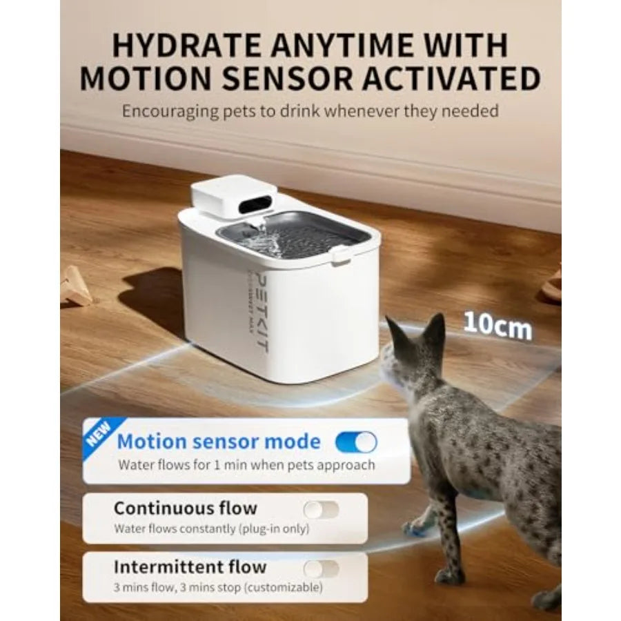 EVERSWEET MAX Cordless Cat Water Fountain with Motion Sensor, 101 oz/3L Pet Fountain for Cats Dogs Inside, Automatic Cat Water
