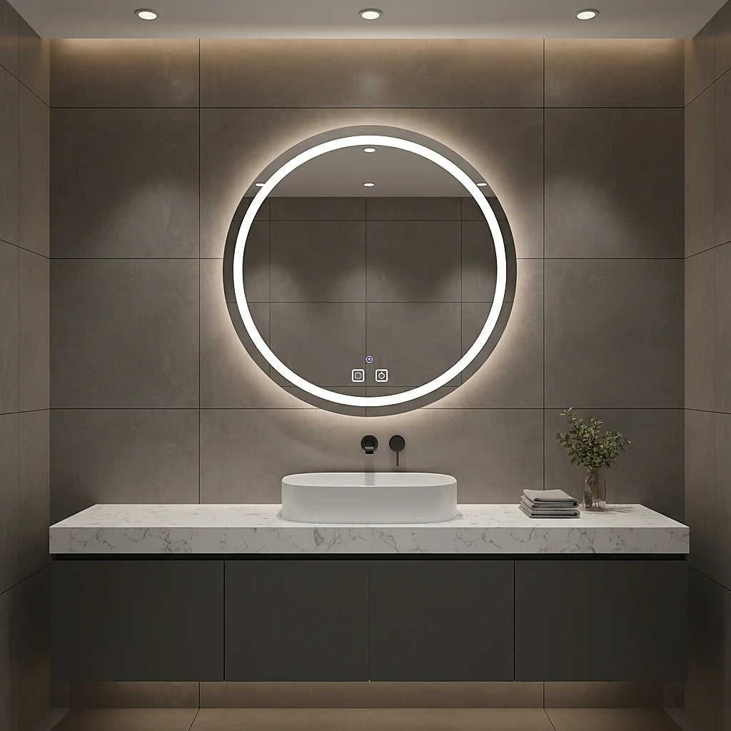 24 in. White LED Bathroom Mirror with Lights, Anti-Fog, Dimmable, Backlit + Front Lit, Lighted Bathroom Vanity Mirror for Wall