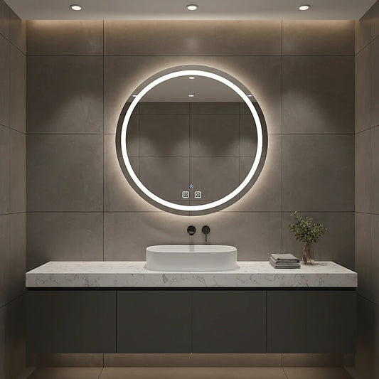 24 in. White LED Bathroom Mirror with Lights, Anti-Fog, Dimmable, Backlit + Front Lit, Lighted Bathroom Vanity Mirror for Wall