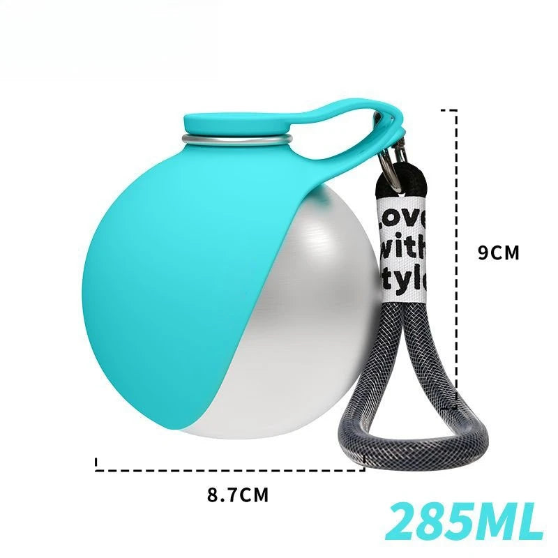 285ml 2-in-1 Portable Dog Drinker,Leak-Proof Feeder Dogs Bottle Compact Stainless Steel Silicon Pet Supplies for Outdoor Travel